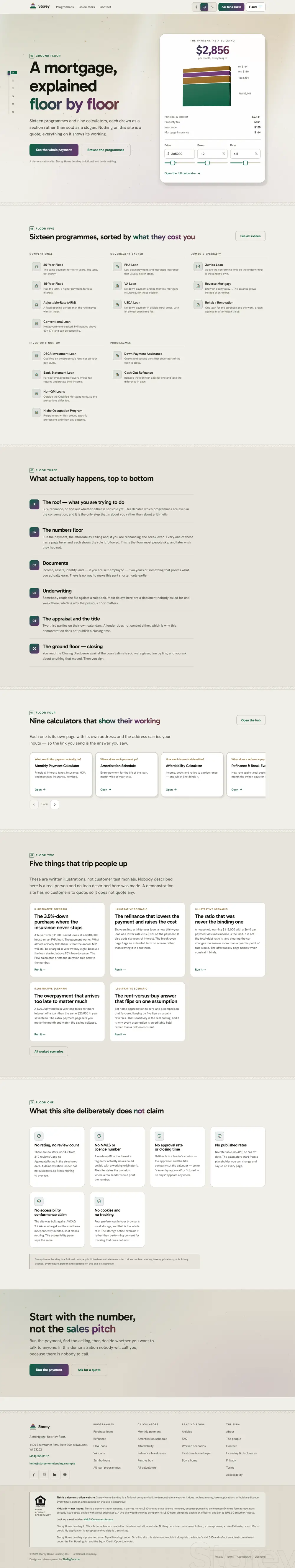 Home page of the Storey mortgage website design
